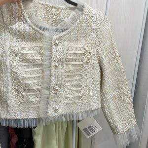 J.ing. Blazer puff tweed gold and white pearly